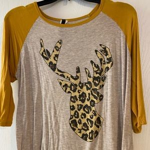 Super Cute Leopard Print Deer Raglan